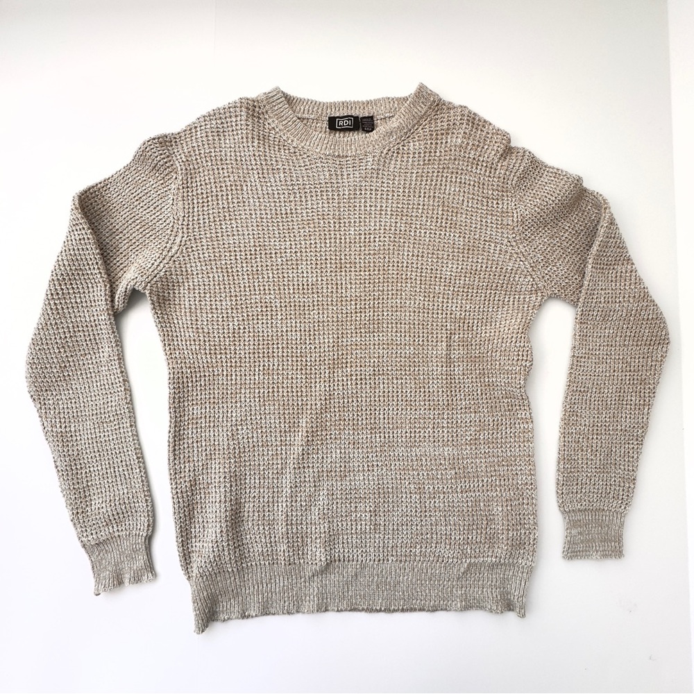 RDI Hedge Shaker Marled Crew Neck Sweater Beige Men’s Small - Picture 2 of 7